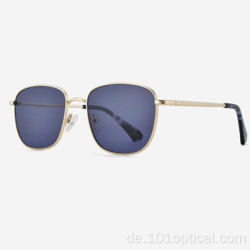 Quadratische Vollrand-Metall-Sonnenbrille für Damen und Herren